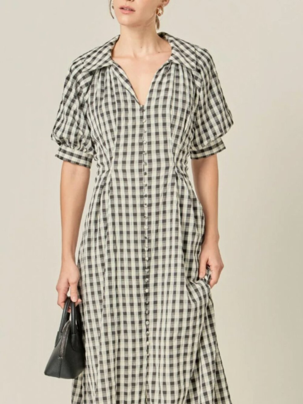 English Factory Gingham Puff Sleeve Dress NWT Size Medium